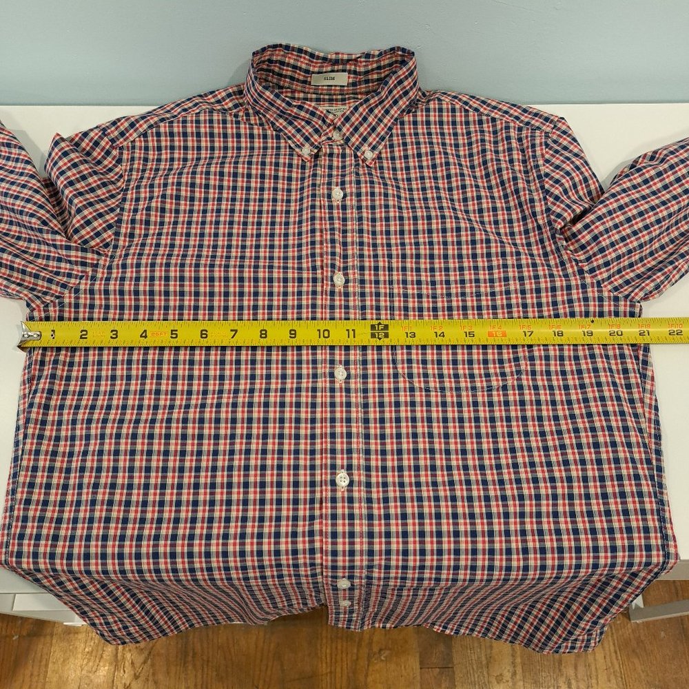 J. Crew men's medium slim stretch 98% organic cotton button down plaid shirt - Picture 12 of 14